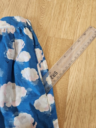 CATH KIDSTON Sky Blue Clouds A-Line SKIRT UK 12 Pockets Zip Lined Lightweight - Picture 6 of 16
