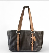 Coach Chelsea Brown Pebbled Leather Satchel Shoulder Bag 15"x8"x3"