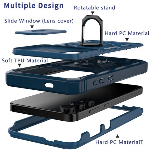 For Samsung Galaxy S24 FE Ring Stand Rugged Case Cover Privacy Screen Protector - Picture 10 of 36