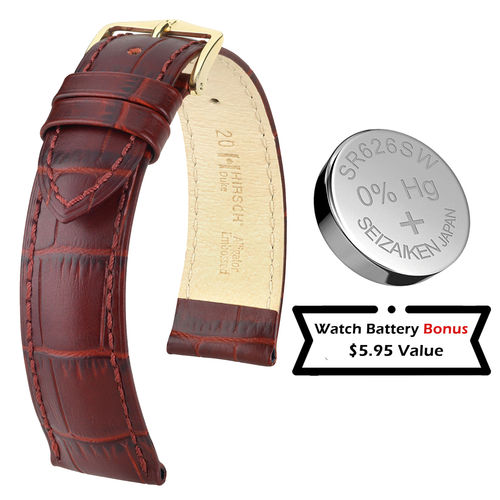 HIRSCH Duke Alligator Grain Calf Leather Watchband + Bonus Battery - Picture 35 of 87