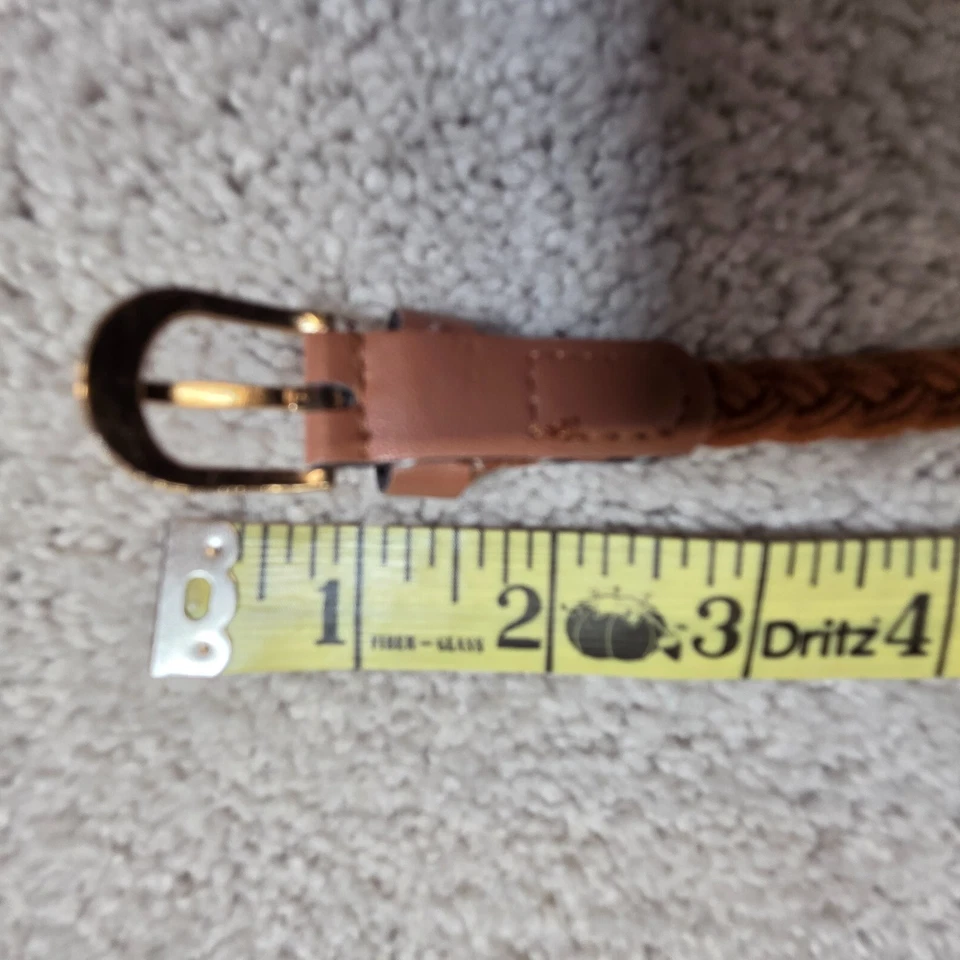 Braided twine brown Belt womens round Brass buckle Large Thin - Image 4 of 4