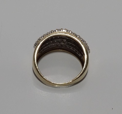 14K Yellow & White Gold Diamond Dome Ring Sz 7.5 - Picture 9 of 12