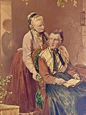 19th Century Johann Georg Meyer Von Bremen Hand Colored Print German 12" X 17.5"