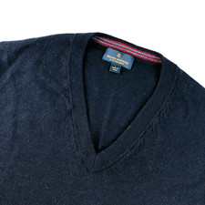 Brooks Brothers Men's 100 Wool V-Neck Sweater Blue   Large