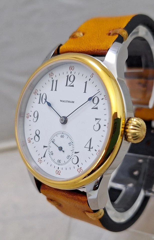 Waltham Vintage 6s Pocket Marriage Watch Conversion 40mm SS Wrist Watch 1907