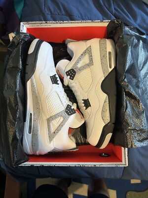 New Nike Air Jordan 4 Retro OG 'White Cement' 2016 840606-192 Size 12