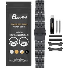 Bandini Stainless Steel Metal Watch Band Brick Link Watch Strap 18mm 20mm 22mm