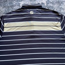 FootJoy Polo Shirt Men 2XL XXL Blue Stripe Performance Stretch Short Sleeve Golf