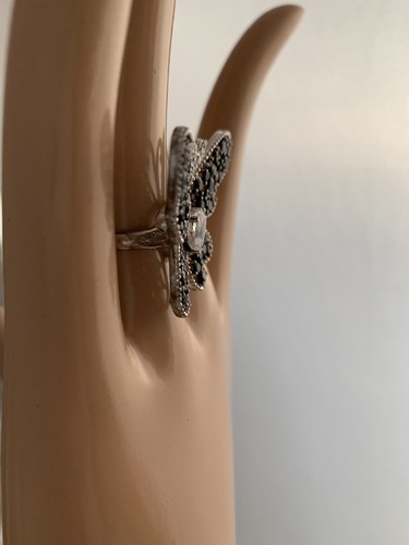 ❤️Yours by Loren Butterfly Ring Sterling Silver Smoky Quartz & White Topaz HSN - Picture 2 of 10