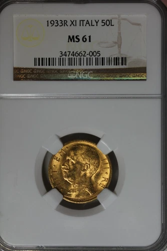 1933-R 50L NGC MS61 XI ITALY Foreign Coin,