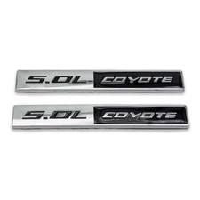 2x Chrome&Black Metal 5.0L COYOTE Emblem Badg...