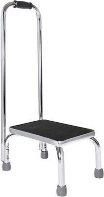 Medical Step Stool with Handle and Non Slip Rubber Platform Chrome Plated