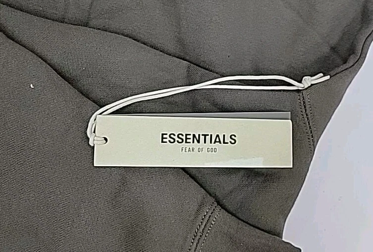 Felpa con cappuccio pullover Essential Fear Of God logo anteriore nuova con tasca oliva taglia XLarge