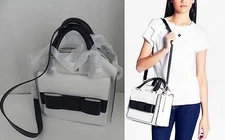Kate Spade Bridge Little Kennedy Cement White Black Bow Color-Block Handbag Bag