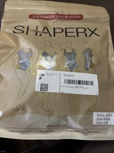 ShaperX Women's Seamless Tummy Control Bodysuit DM3 Black Size S/M NWT