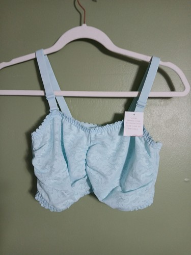 Bandeau Lace Bralette Wirefree Nylon Cacique Lane Bryant Blue Nwt 14/16 Tube - Picture 4 of 5