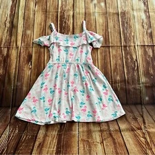 Extremely me Girl’s Off the Shoulder Flamingo Print Fit and Flare Dress Size 6X