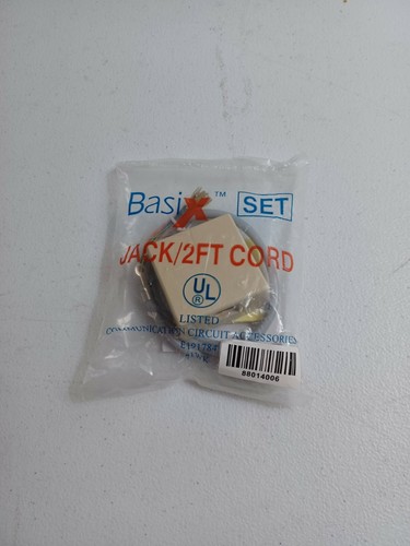 BASIX SET JACK 2 FT CORD E191784 71WK COMMUNICATION CIRCUIT ACCESSORY - New - Picture 2 of 5