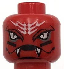 Lego New Red Minifigure Head Alien w/ White Snake Eyes and Mouth with Fangs Part