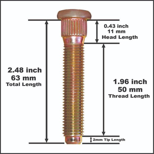 50mm Long Extended Wheel Studs Fits Infiniti G37 m12x1.25 K14.3mm Year 2013 - Picture 3 of 8