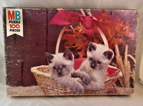 VTG. Milton Bradley Kittens in a Basket 100pc. 16x11 Puzzle Junior Series 1978 - Picture 4 of 9