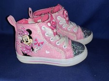 Disney MINNIE MOUSE Lights Up Blinks Blink Glitter Sneakers Hi Top Sz 6    sj19j3