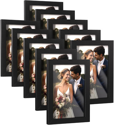 Happyhapi 4X6 Picture Frames Set of 10, Tabletop or Wall Display,Multi Photo Fra