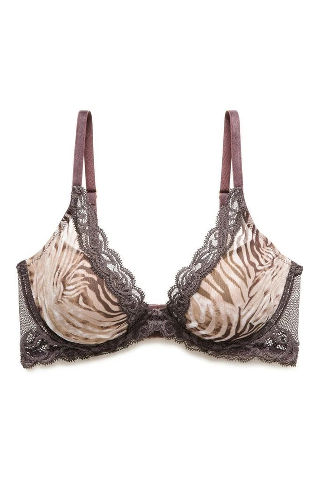 Sujetador Natori PLUMAS Natural Estampado Cebra Marrón UW Contorno 34DDD Hipster L Foto 3 de 4