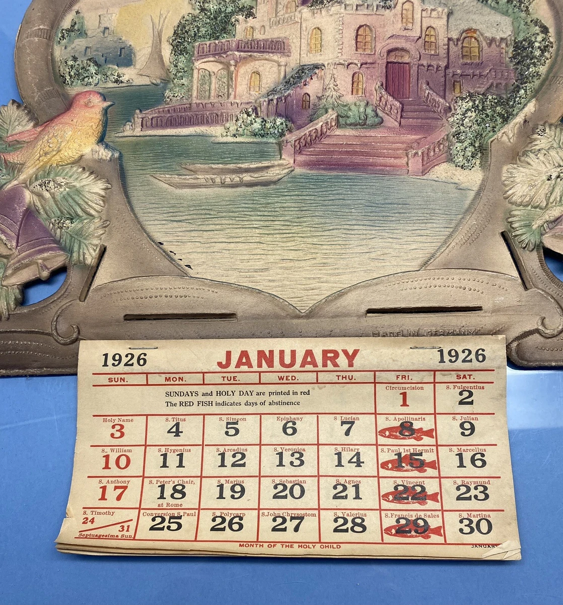 Antique 1926 Embossed German House bird paper wall Calendar | eBay