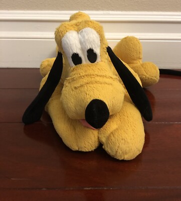 Walt Disney World Pluto 16'' Stuffed Animal Laying Dog Beanbag Plush Mickey Mouse