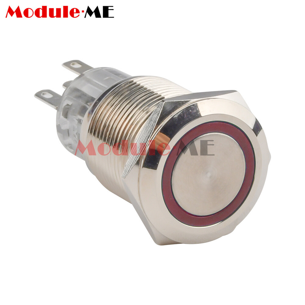 12V LED Momentary Metal 5Pin 19mm ON/OFF Return Car Push Button - Foto 4