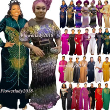 African Ankara Dashiki Women Evening Wedding Party Maxi Dress Dubai Abaya Kaftan
