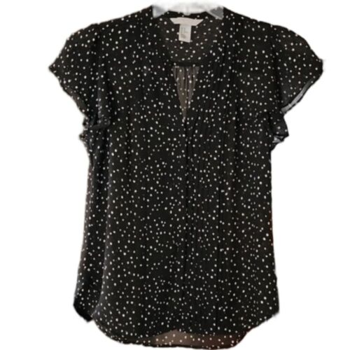 Blusa para mujer H&M Conscious semi transparente negra y tostada con botones talla 10 - Imagen 2 de 7