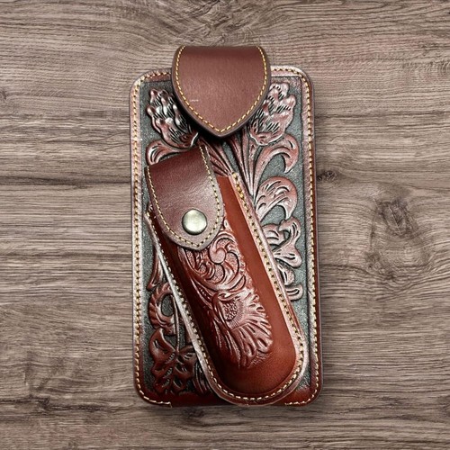 7" FLORAL KNIFE POUCH BELT LOOP & CLIP HOLSTER WESTRN LEATHER UNIVERSAL #EH12308 - Picture 23 of 29