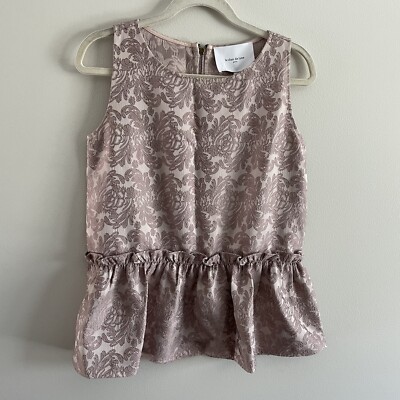 Le Clair De Lune Women S Pink Metallic Baroque Print Sleeveless Peplum Top NWT