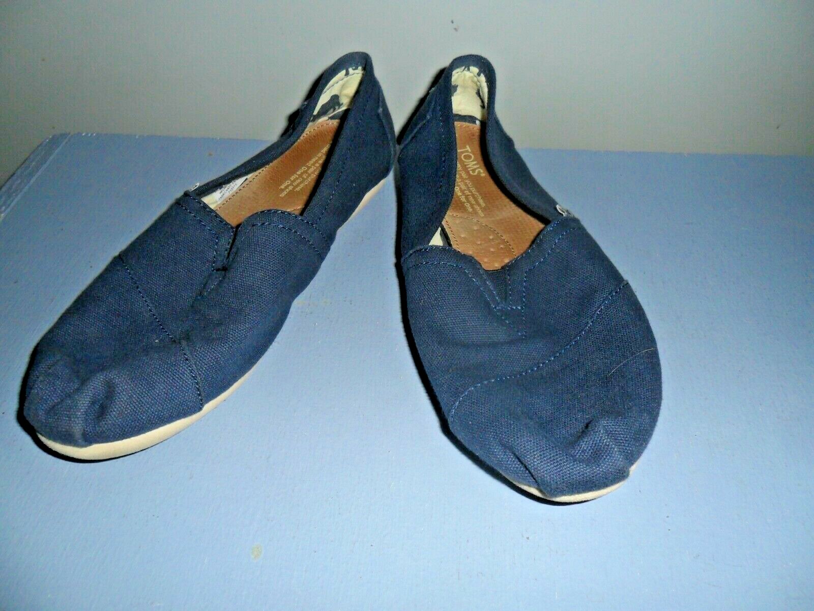 Toms Canvas Classics Womens Size Navy Blue Slip On Flats Comfort