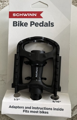 Schwinn Black Universal Bicycle Pedals Set Pair 1/2" 9/16” Spindles SW80246 - 第 2/4 張圖片