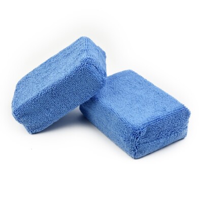 4/8tlg Blue Microfiber Applicator Sponge Pads Car Wash Wax Polishing Detailing