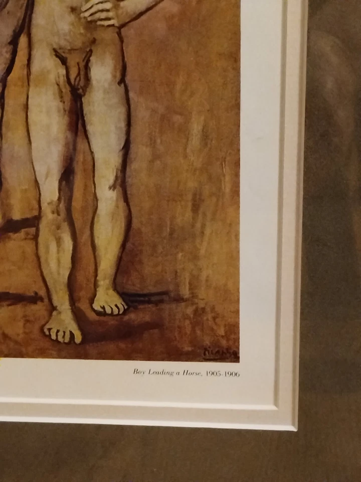 Pablo Picasso "Niño liderando un caballo" madera personalizada 17" x 21" marco impresión firmada Foto 4 de 4