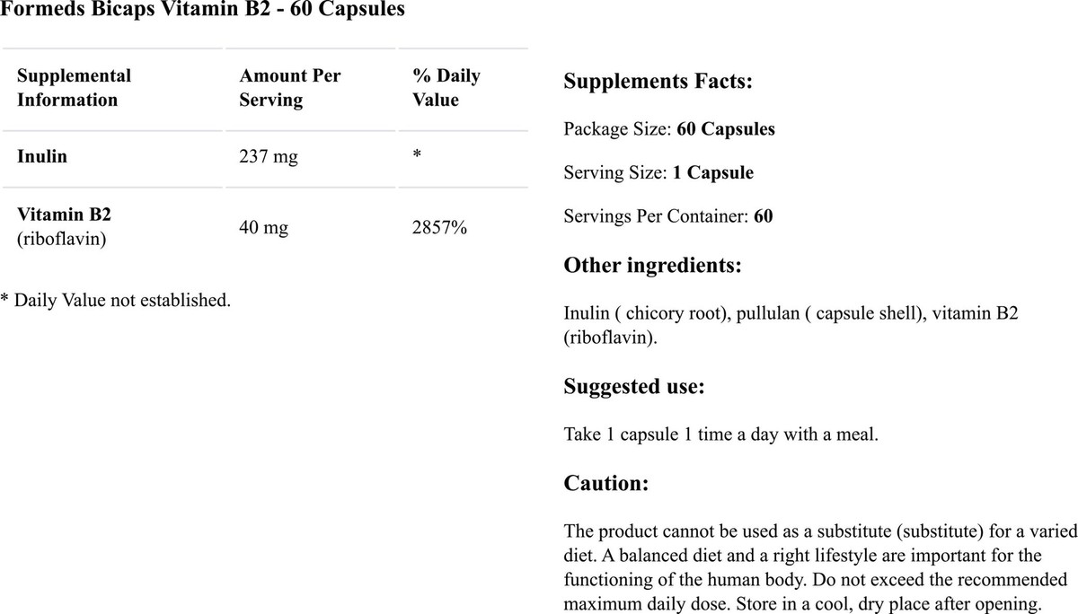 Complément Alimentaire Formeds Bicaps Vitamine B2 - Boîte De 60 Gélules - Neuf, Santé Et Bien-être