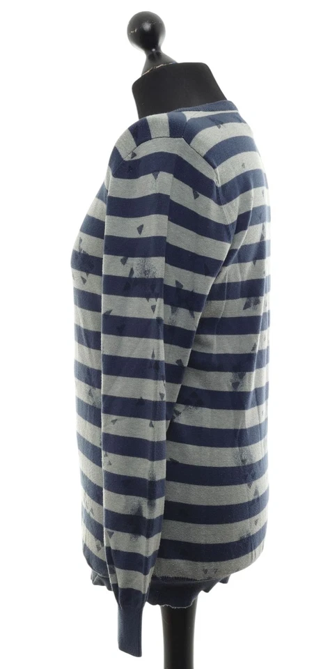 Volcom Herren Pullover Pulli M blau dunkelblau gestreift leicht V-Neck Baumwolle - Bild 3 von 4