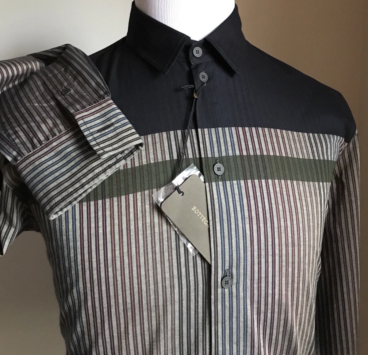 Camicia Abito Uomo Bottega Veneta Nuova con etichette multicolore 39 15 5 Italia