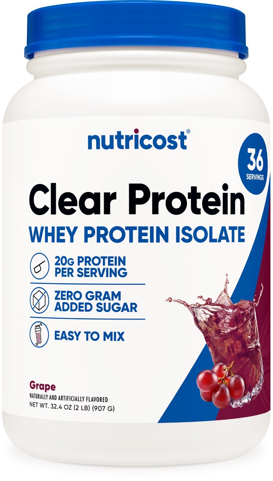 Чистый изолят сывороточного протеина Nutricost, 2 фунта (со вкусом винограда)