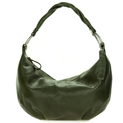 Robe di Firenze Italian Made Khaki Green Organically Treated Leather Hobo Bag