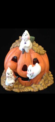 Ceramic Bisque~~ Ready to Paint ~~~Ghost Carving Pumpkin electric included