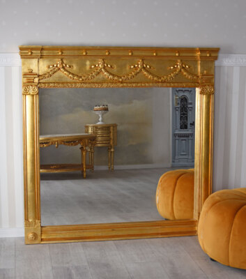 Miroir Trumeau Baroque XXL - Or - Bois - 155x115 Cm - Palazzo INT - Mural