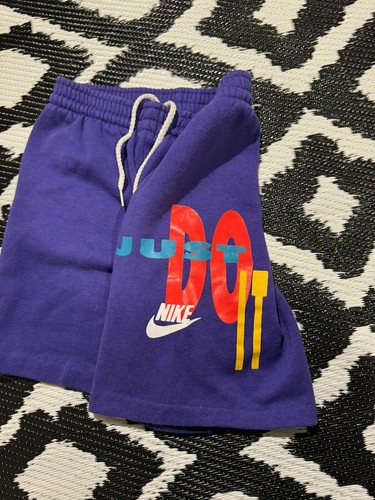 Vintage 80s 90s Nike Shorts JDI Just Do It Purple Youth Medium Drawstring Cotton - Picture 4 of 6