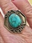 Vintage Navajo Turquoise Sterling Silver Ring Sz 9 8.2gr.