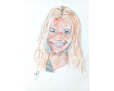 portrait of Beyonce drawn with colored pencils