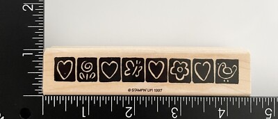 Stampin Up Heart Flower Butterfly Bird Spring Border 1997 Rubber Stamp